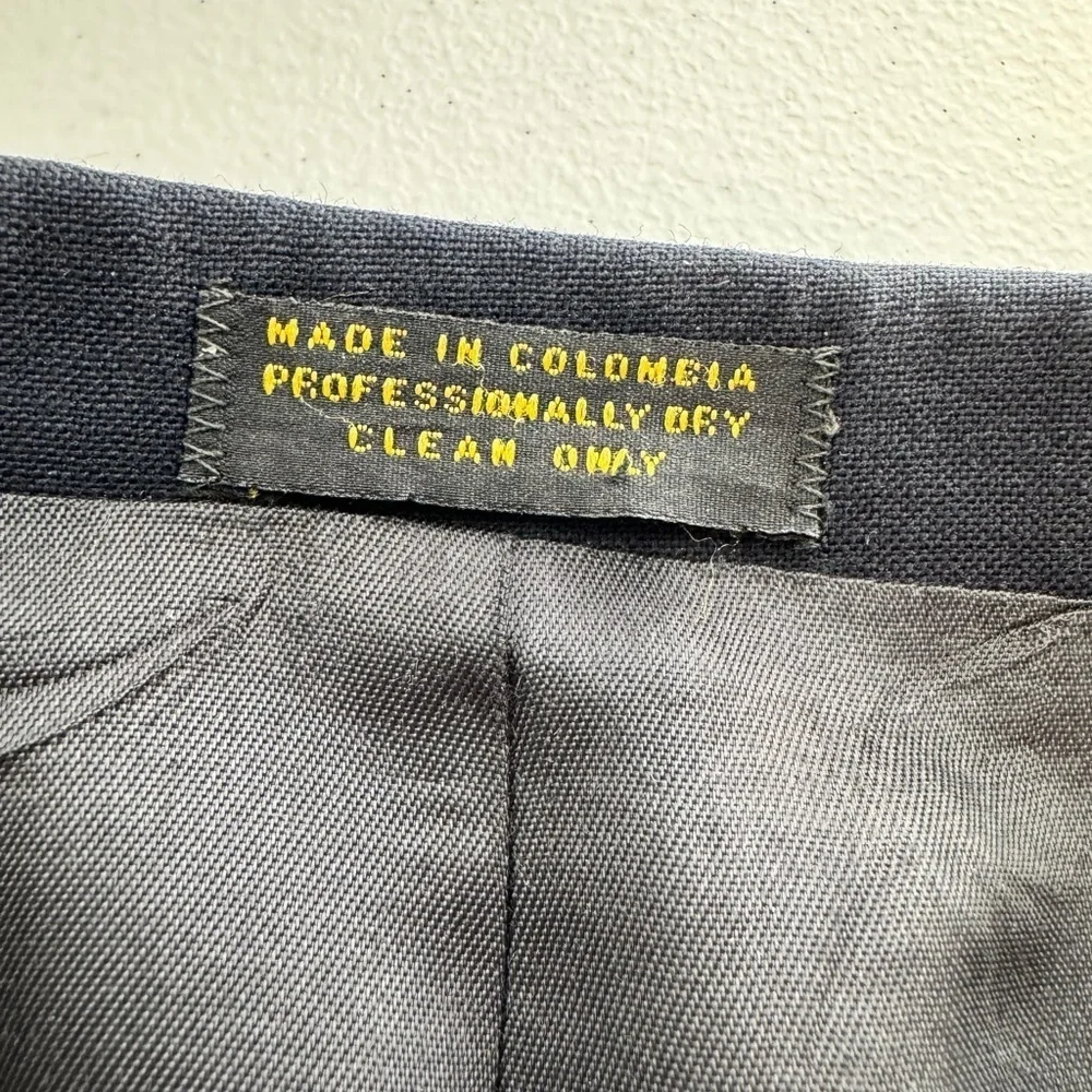Oscar de la Renta Navy Wool Blazer 44L Classic 2 Button Luxury, Tall
